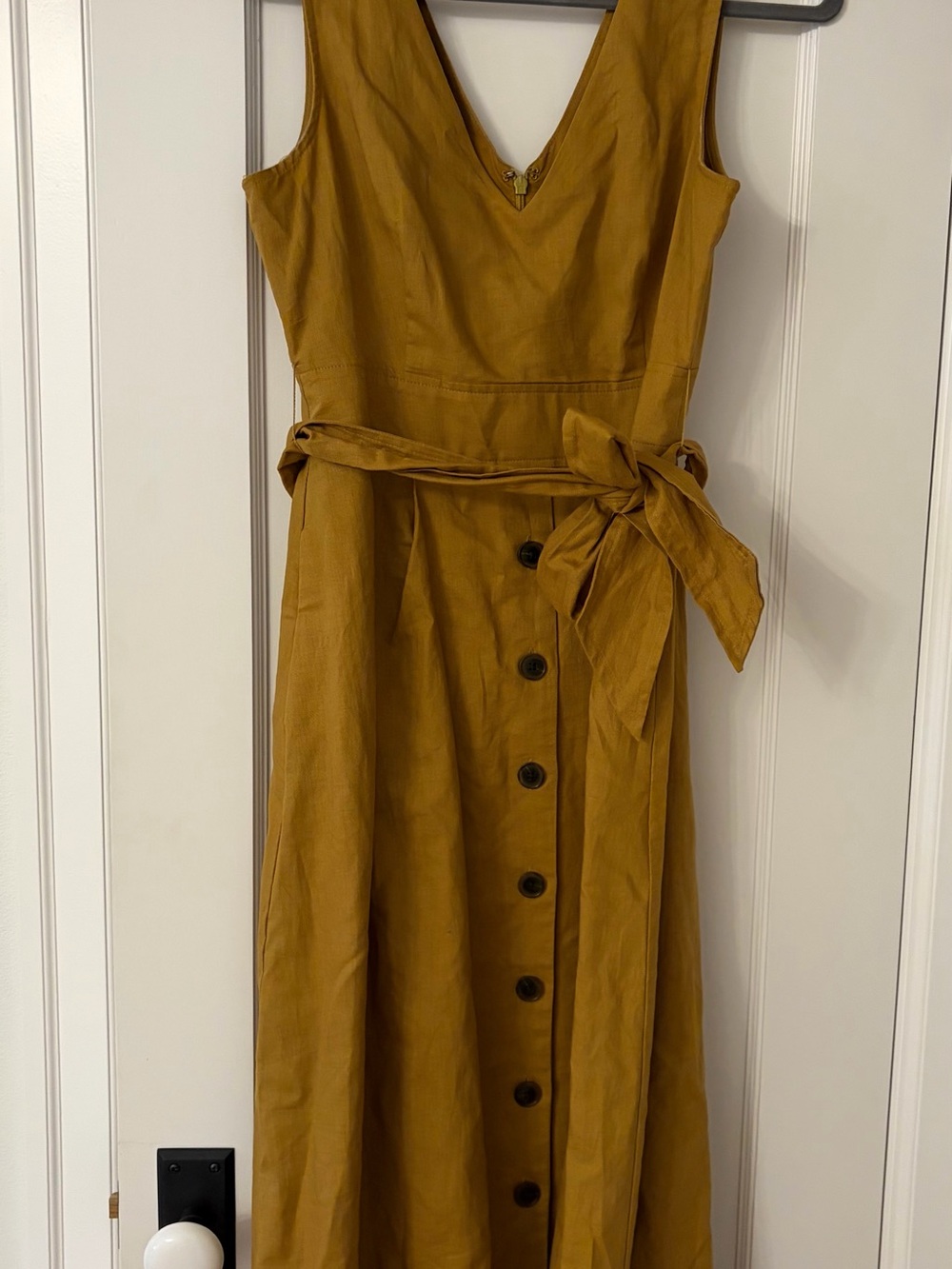 GAP Sleeveless V-Neck Midi Dress in Mustard
